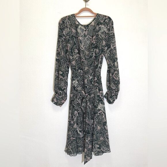 Indigo Rose - Very Flowy Paisley Print Long Sleeve Dress - size XL - Picture 2 of 8